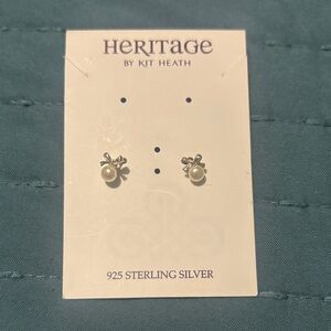 Heritage Silver Bow Pearl Earrings
